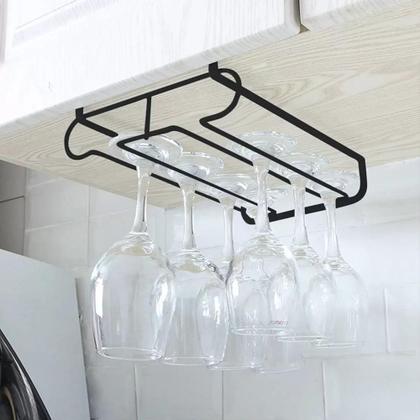 Imagem de Suporte duplo copos organizador de taças vinho armario de encaixe porta copo gin cozinha armario suspenso