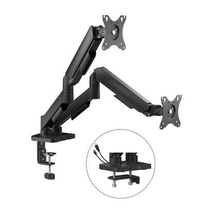 Imagem de Suporte Duplo Dois Monitores De Mesa Com Mola Mecânica Preto