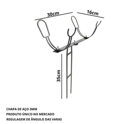 Imagem de Suporte Duplo Para Duas Vara de Pesca Com Reforço Barranco Preto