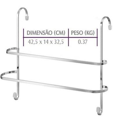 Imagem de Suporte Duplo Porta Toalha Encaixe Para Box Banheiro