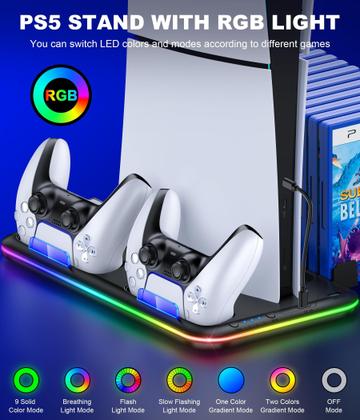 Imagem de Suporte e Estação de Resfriamento com Carregador para Controle PS5