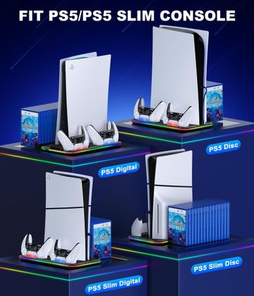 Imagem de Suporte e Estação de Resfriamento com Carregador para Controle PS5