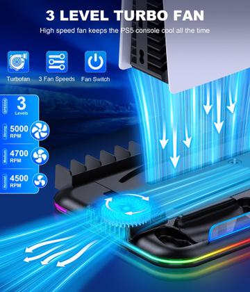 Imagem de Suporte e Estação de Resfriamento com Carregador para Controle PS5