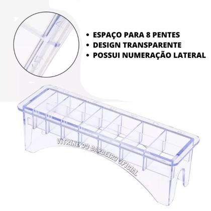 Imagem de Suporte Em Acrílico P/ 8 Pentes De Máquina De Corte Barbeiro