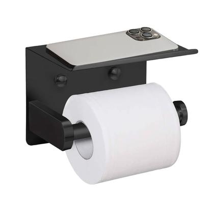 Imagem de Suporte Embralumi Porta Papel Higiênico De Parede Com Base Para Celular Banheiro