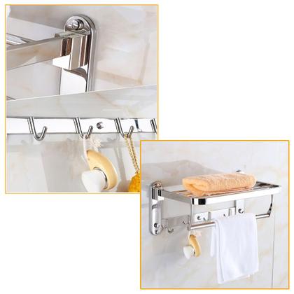 Imagem de Suporte Embralumi Porta Toalha Ajustável Parede Com 5 Ganchos Banheiro Toalheiro