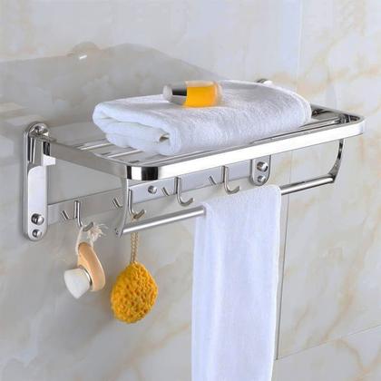 Imagem de Suporte Embralumi Porta Toalha Ajustável Parede Com 5 Ganchos Banheiro Toalheiro