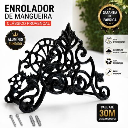Imagem de Suporte Enrolador Mangueira Jardim Clássico preto
