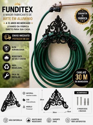 Imagem de Suporte Enrolador Mangueira Jardim Clássico preto