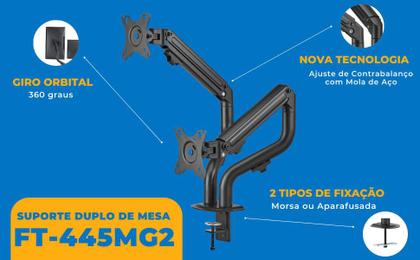 Imagem de Suporte Ergonômico Articulado de Mesa para 2 Monitores De 17" a 32" FT-445MG2 - Fixatek