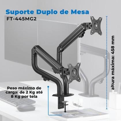Imagem de Suporte Ergonômico Articulado de Mesa para 2 Monitores De 17" a 32" FT-445MG2 - Fixatek