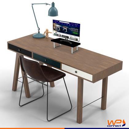 Imagem de Suporte Ergonômico Para Monitor Aço Piatina Cromado MDF 20x30cm - Wp Connect