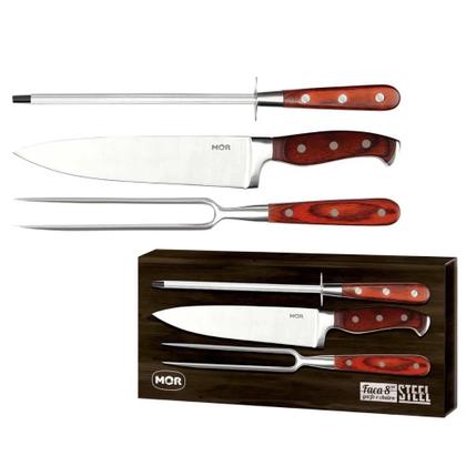 Suporte Espeto em Aluminio com 5 Furos + Kit Churrasco Faca, Garfo e Chaira Imagem de Suporte Espeto em Aluminio com 5 Furos + Kit Churrasco Faca, Garfo e Chaira