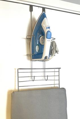 Imagem de Suporte Ferro de Passar Porta Tabua de Passar Cromado Organizador sem Furo