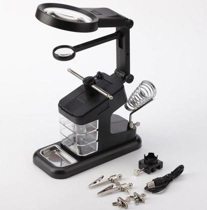 Imagem de Suporte Ferro de Solda com Iluminação LED - Lupa de Aumento