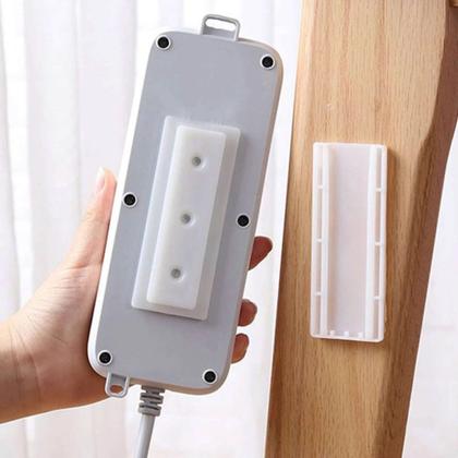 Imagem de Suporte Fixador Autoadesivo De Parede P/ Extensão Sem Furos Plugue Fixer