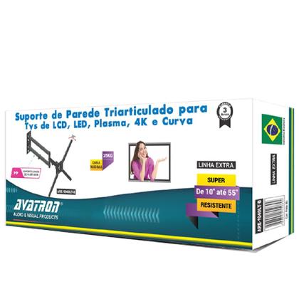 Imagem de Suporte fixo de parede articulado para tv 10 a 55 polegada parede 3 movimentos triarticulado com inclinação  longo