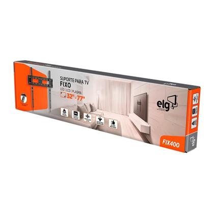 Imagem de Suporte Fixo de Parede para TVs de 32" a 77" ELG, até 50kg, VESA, Preto - FIX400
