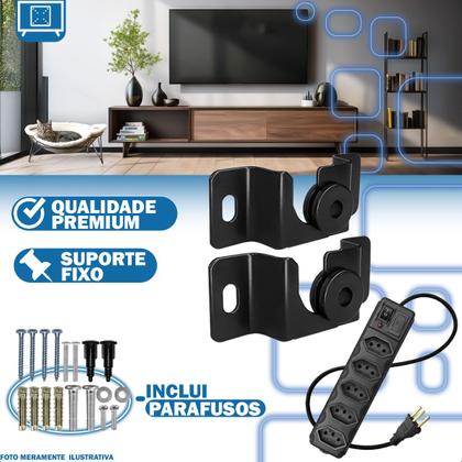 Imagem de Suporte Fixo de Parede TV 13 a 70 Extensão 5 Tomadas com Chave Liga Desliga