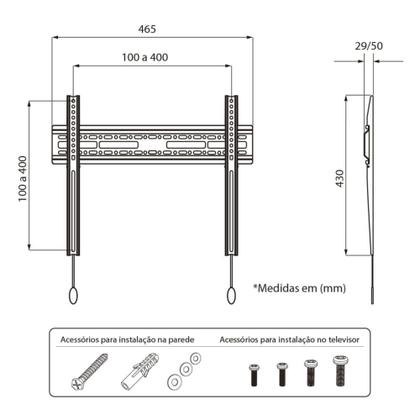Imagem de Suporte Fixo para Tv Samsung / LG / Universal de 32 a 65 pol. para Parede ou Painel ELG N01V4