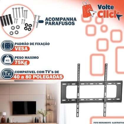 Imagem de Suporte Fixo para TVs de 40 a 80 Polegadas Lcd / Led / Smart até 75kg