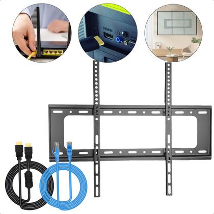 Imagem de Suporte Fixo TV 40 Á 80 Polegadas Com Cabo HDMI 1.5m E Cabo Rede RJ45 3m