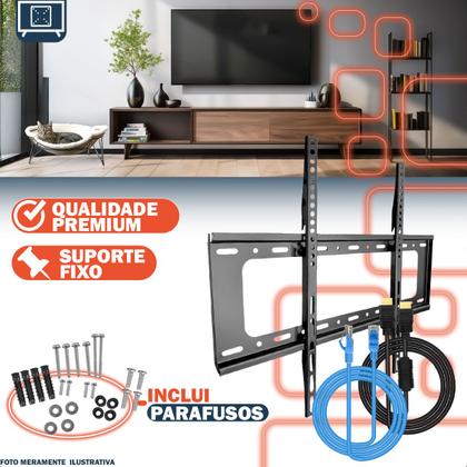 Imagem de Suporte Fixo TV 40 Á 80 Polegadas Com Cabo HDMI 1.5m E Cabo Rede RJ45 3m
