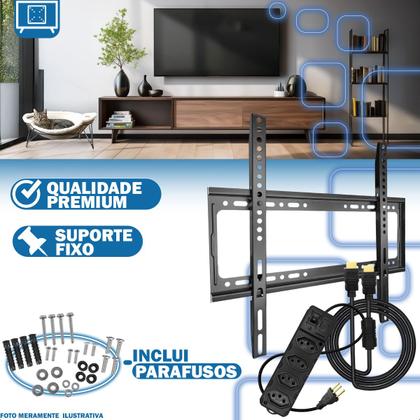 Imagem de Suporte Fixo Universal 23" a 63" TV/Monitor + Cabo Hdmi 2m + Filtro de Linha Extensor 4 Entradas