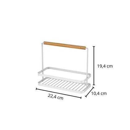 Imagem de Suporte Galheteiro Azeite Vinagre Aço Madeira 22,4x10,4x19,4