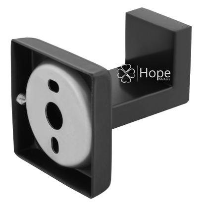 Imagem de Suporte Gancho Cabide Parede Quadrado Banheiro Preto Inox