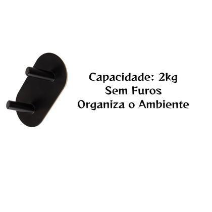 Imagem de Suporte Gancho Duplo Sem furos Multiuso Ferro Organizador