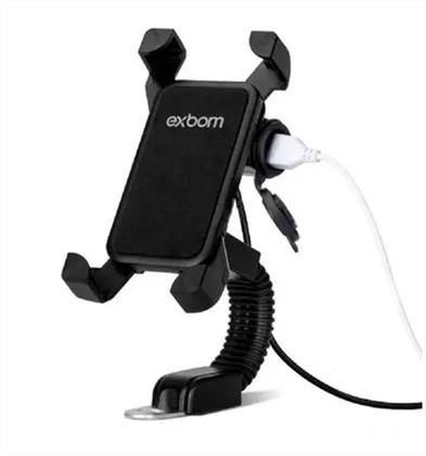 Imagem de Suporte Garra Celular Com Carregador Usb Exbom P/ Motos