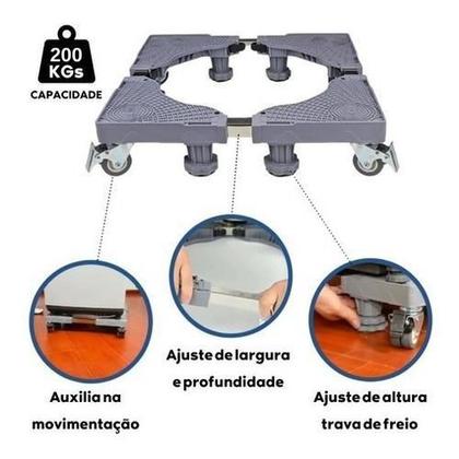 Imagem de Suporte Geladeira Maquina De Lavar Lava E Seca 4 Pé 4 Roda