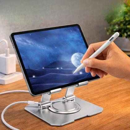 Imagem de Suporte Giratório 360 em Alumínio para Tablet Samsung Galaxy Tab A9+ Mini Ajuste de Altura