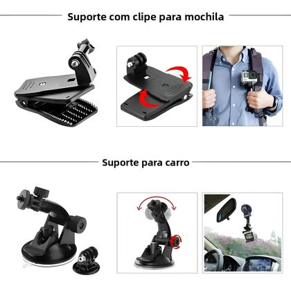 Imagem de Suporte GoPro Hero 13 12 11 10 9 8 7 Black Para DJI Osmo Action Insta360 Sjcam Acessórios Para