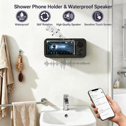 Imagem de Suporte impermeável para celular de chuveiro Enfriliv com Bluetooth
