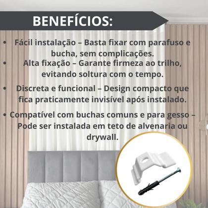 Imagem de Suporte Inove Trilho Suiço Simples Instalação Parede Cortina Wave Kit com 1.2.3.4.5.6 Un