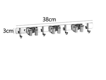 Imagem de Suporte Inox Multiuso Com Gancho Vassoura Rodo Pá Pano