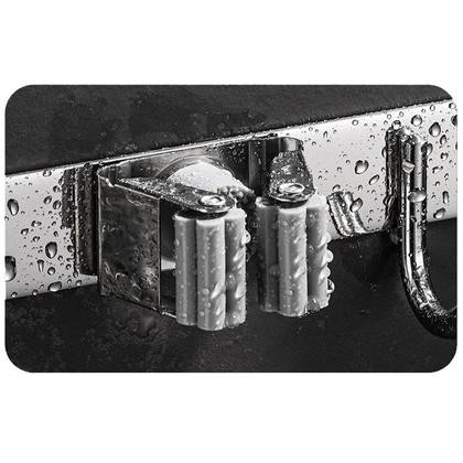 Imagem de Suporte Inox Multiuso Com Gancho Vassoura Rodo Pá Pano