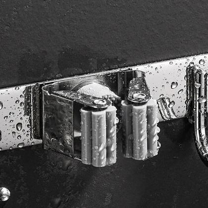 Imagem de Suporte Inox Multiuso Com Gancho Vassoura Rodo Pá Pano