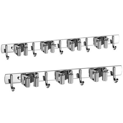 Imagem de Suporte Inox Multiuso De Parede Gancho Para Vassoura Rodo Pá