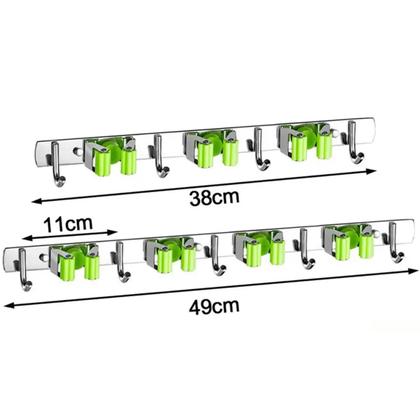 Imagem de Suporte Inox Multiuso De Parede Gancho Para Vassoura Rodo Pá