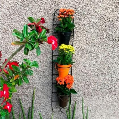 Imagem de Suporte Jardim Vertical de Parede para Plantas com arcos 10 cm p 3 vasos em Ferro