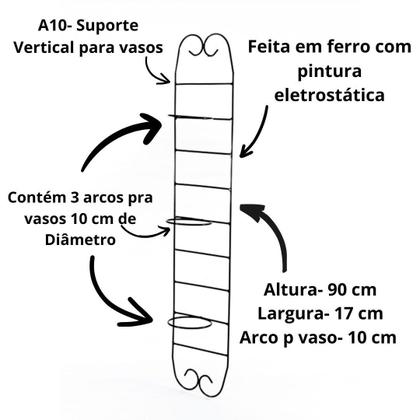 Imagem de Suporte Jardim Vertical de Parede para Plantas com arcos 10 cm p 3 vasos em Ferro