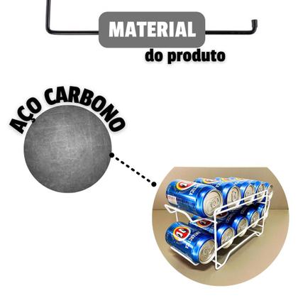 Imagem de Suporte Latas Geladeira Aramado Porta Latinhas 10 Latas 350 ml Organizador Refrigerante Cerveja Aço