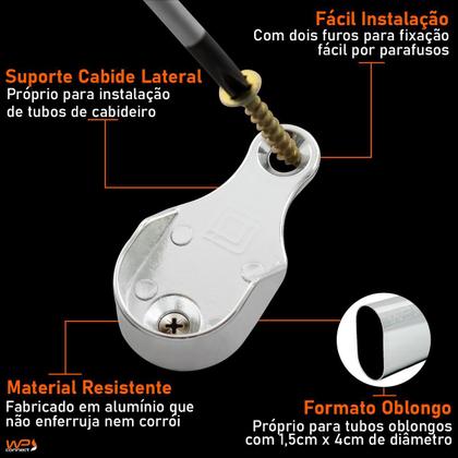 Imagem de Suporte Lateral Cabideiro Guarda-Roupa Tubo Oblongo 10 Peças