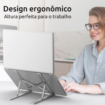 Imagem de Suporte Liga De Alumínio Dobrável Portátil Suporte Para Notebook 6 Alturas Ajustáveis