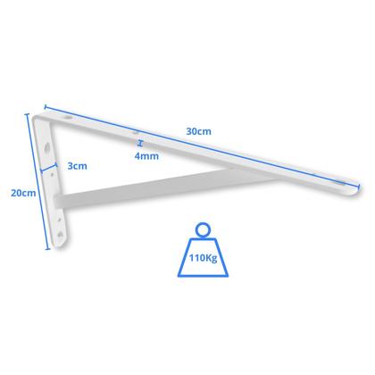 Imagem de Suporte Mão francesa Pesada 30cm até 110kg BRANCO - Multivisão