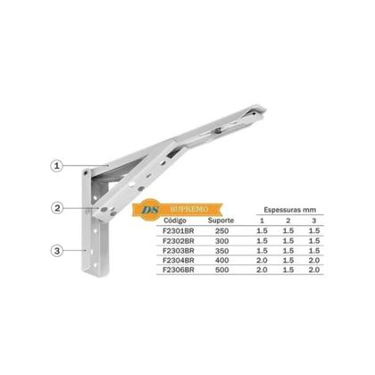 Imagem de Suporte Mão Francesa Retrátil Reforçada 35cm Mesa Dobrável