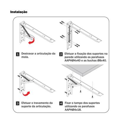 Imagem de Suporte Mão Francesa Retrátil Reforçada 35Cm Mesa Dobrável